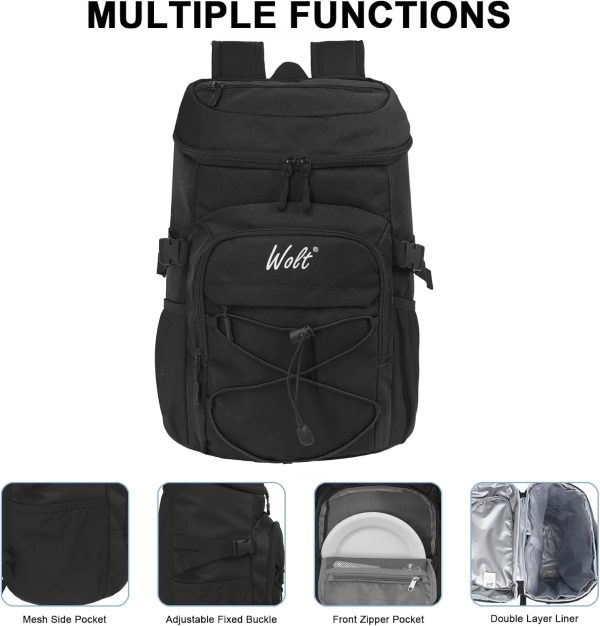 WOLT|Cooler Backpack,24 Cans Insulated Backpack Cooler Leakproof Lunch Backpack for Hiking - Image 6