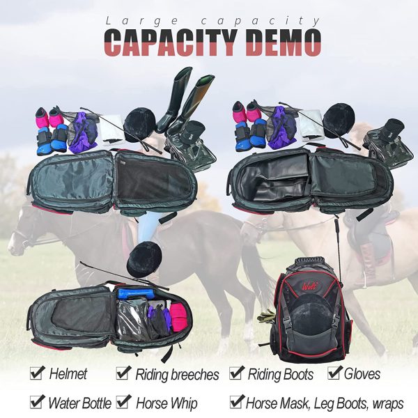 Professional Equestrian Backpack with Helmet Holder for Horse Riding - Image 3