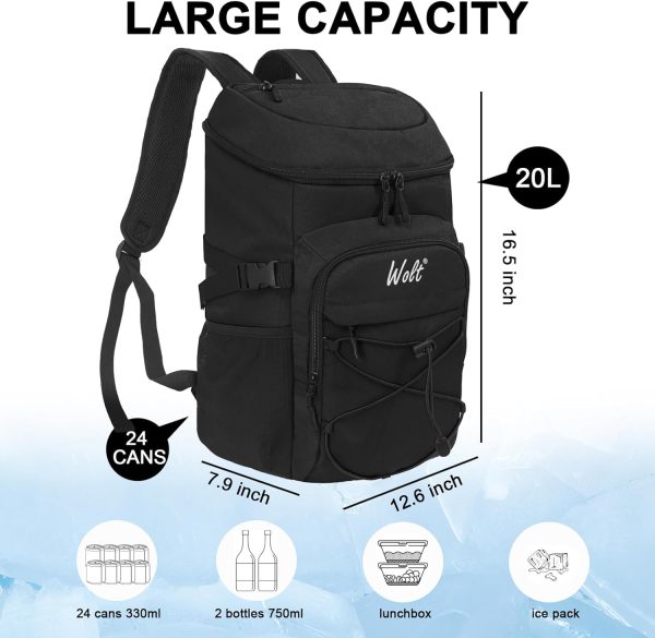 WOLT|Cooler Backpack,24 Cans Insulated Backpack Cooler Leakproof Lunch Backpack for Hiking - Image 2