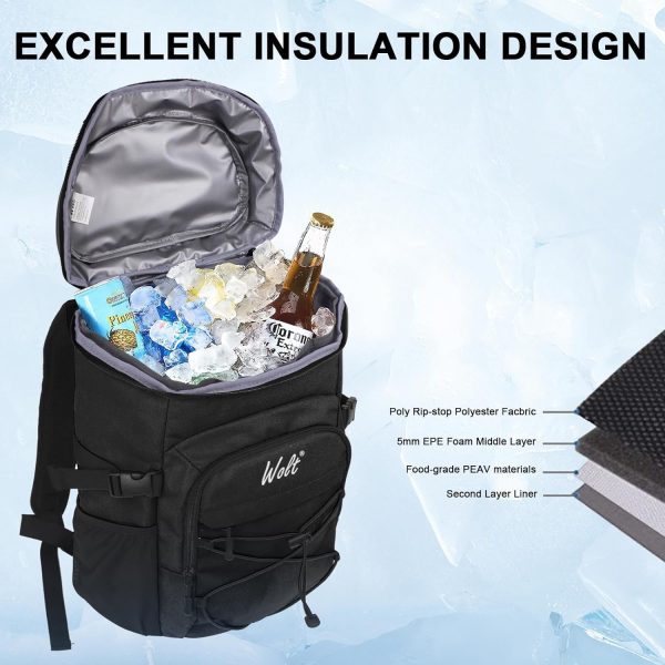 WOLT|Cooler Backpack,24 Cans Insulated Backpack Cooler Leakproof Lunch Backpack for Hiking - Image 3
