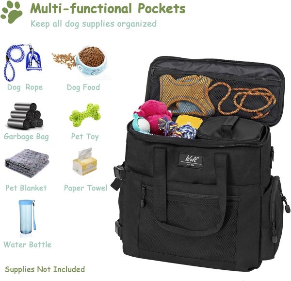 WOLT | Pet Travel Bag Kit for Dog Carrier & Travel, Includes 2 Food Containers + 2 Collapsible Bowls + 1 Placemat - Image 3