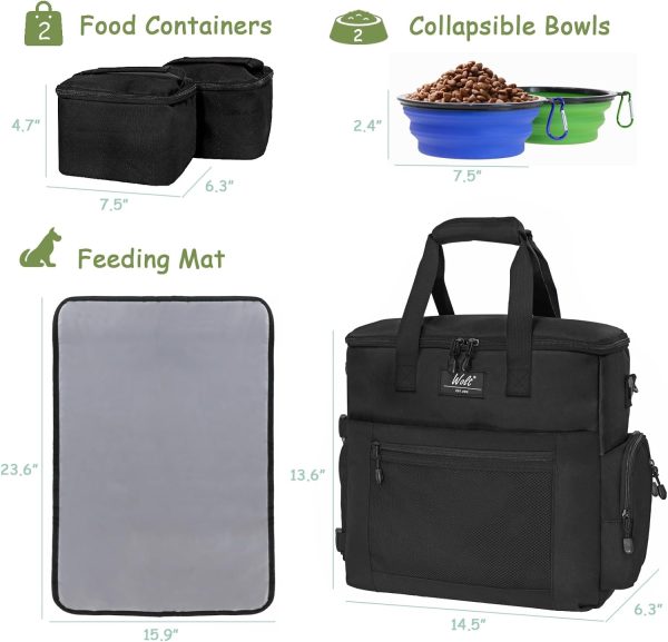 WOLT | Pet Travel Bag Kit for Dog Carrier & Travel, Includes 2 Food Containers + 2 Collapsible Bowls + 1 Placemat - Image 4