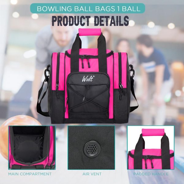 WOLT Bowling Ball Bag for Single Ball - Bowling Ball Tote Bag with Padded Ball Holder - Image 4