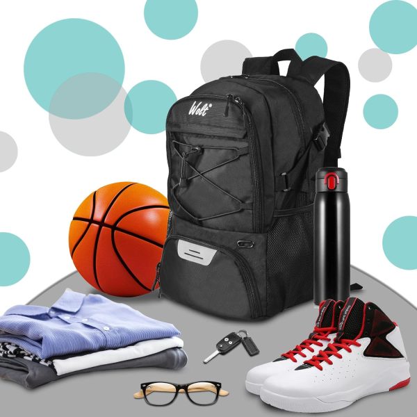 WOLT | Basketball Backpack Large Sports Bag with Separate Ball Holder & Shoes Compartment - Image 5