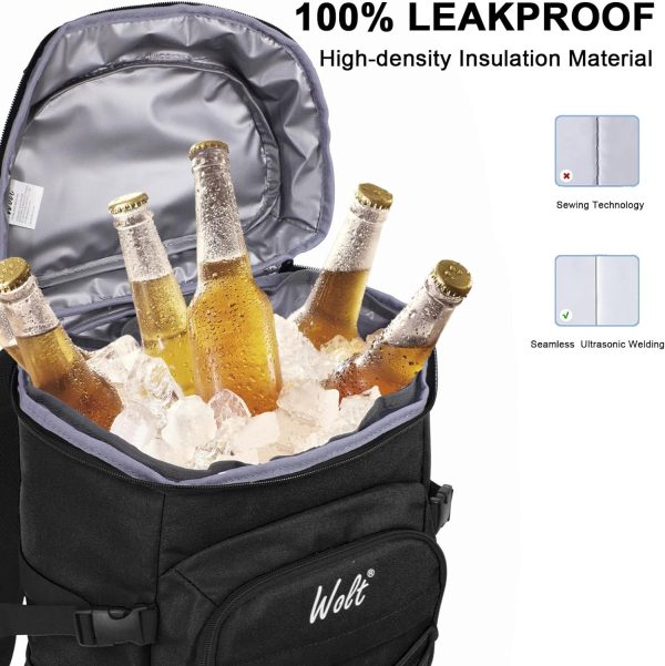 WOLT|Cooler Backpack,24 Cans Insulated Backpack Cooler Leakproof Lunch Backpack for Hiking - Image 4