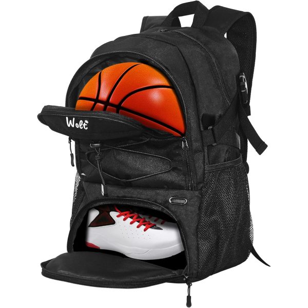 WOLT | Basketball Backpack Large Sports Bag with Separate Ball Holder & Shoes Compartment