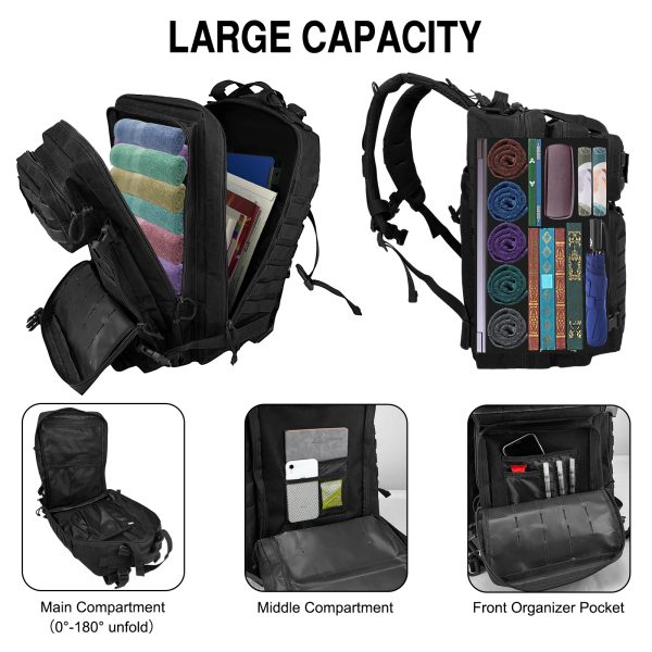 WOLT | Tactical Backpack for Men 45L Military Molle Backpack Large 3 Day Assault Pack Rucking Backpack for Hiking Survival - Image 3